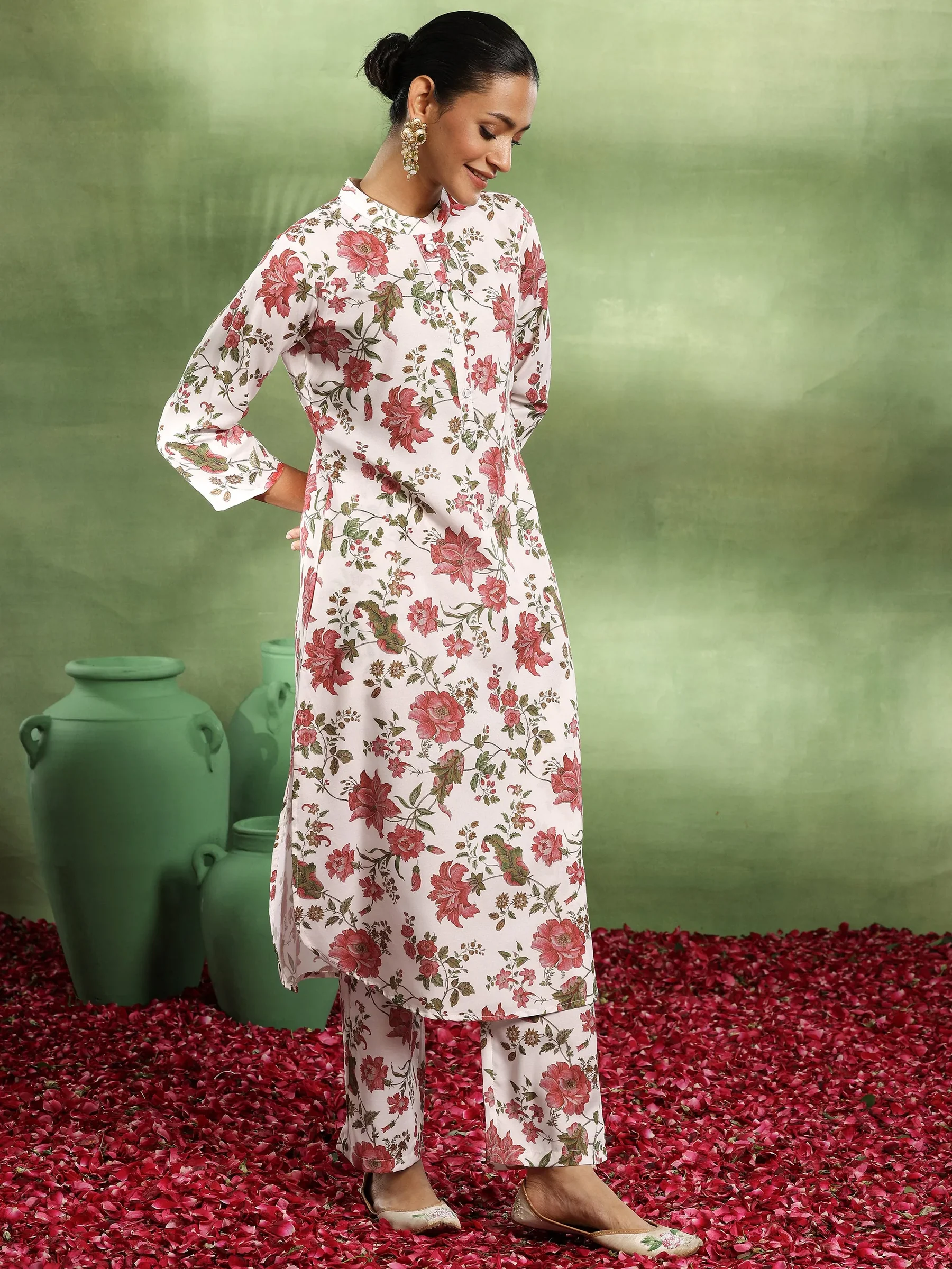 White Printed Rayon Co-Ords
